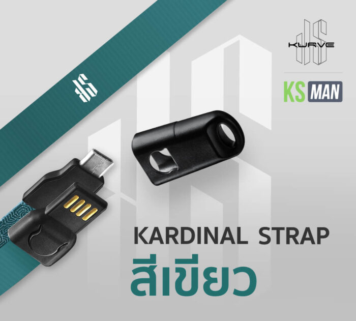 สายคล้องพอตสำหรับบุหรี่ไฟฟ้าทุกแบรนด์ สีเขียว เป็นสายคล้องที่มีหัวชาร์จ USB type-C ในตัว หัวสำหรับคล้องเป็นยางเกรดพรีเมี่ยม ดีไซน์โดย KS หรือ Kardinal Stick