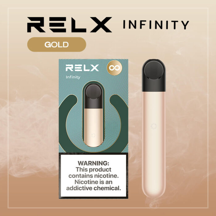 Pod relx จากแบรนด์รีแลคที่คุ้นเคย รุ่น Relx Infinity มาในสีทองเพิ่มลุคหรูหราให้กับทุกวัน การันตีดีไซน์ยอดเยี่ยมด้วยรางวัลระดับโลก ใช้คู่หัวพอตrelx