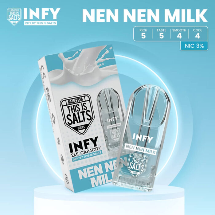 หัวinfy ในตำนานที่ทุกคนตามหาที่สุดตอนนี้ มากับกลิ่นนม nen nen milk หอมๆนมเต็มนิคที่ 3% ใช้คู่กับเครื่อง Relx Infinity คือดี หาไม่ได้จากแบรนด์อื่นแน่นอน