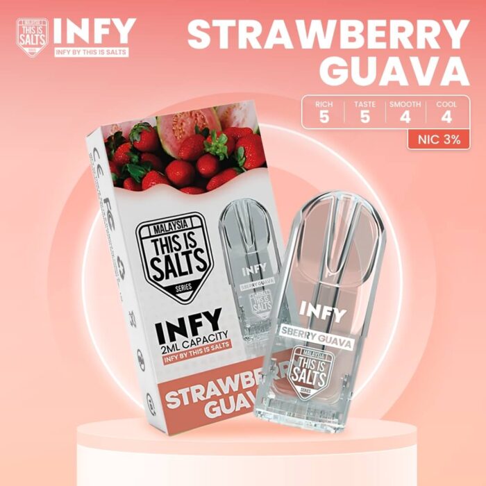 infy pod หัวน้ำยาบุหรี่ไฟฟ้า กลิ่น Fruity จาก This is salt ลงตัวสุดๆทั้งสตรอเบอรี่และฝรั่ง ออกแบบมาเพื่อสายรีแลค ที่ใช้เครื่อง Relx Infinity