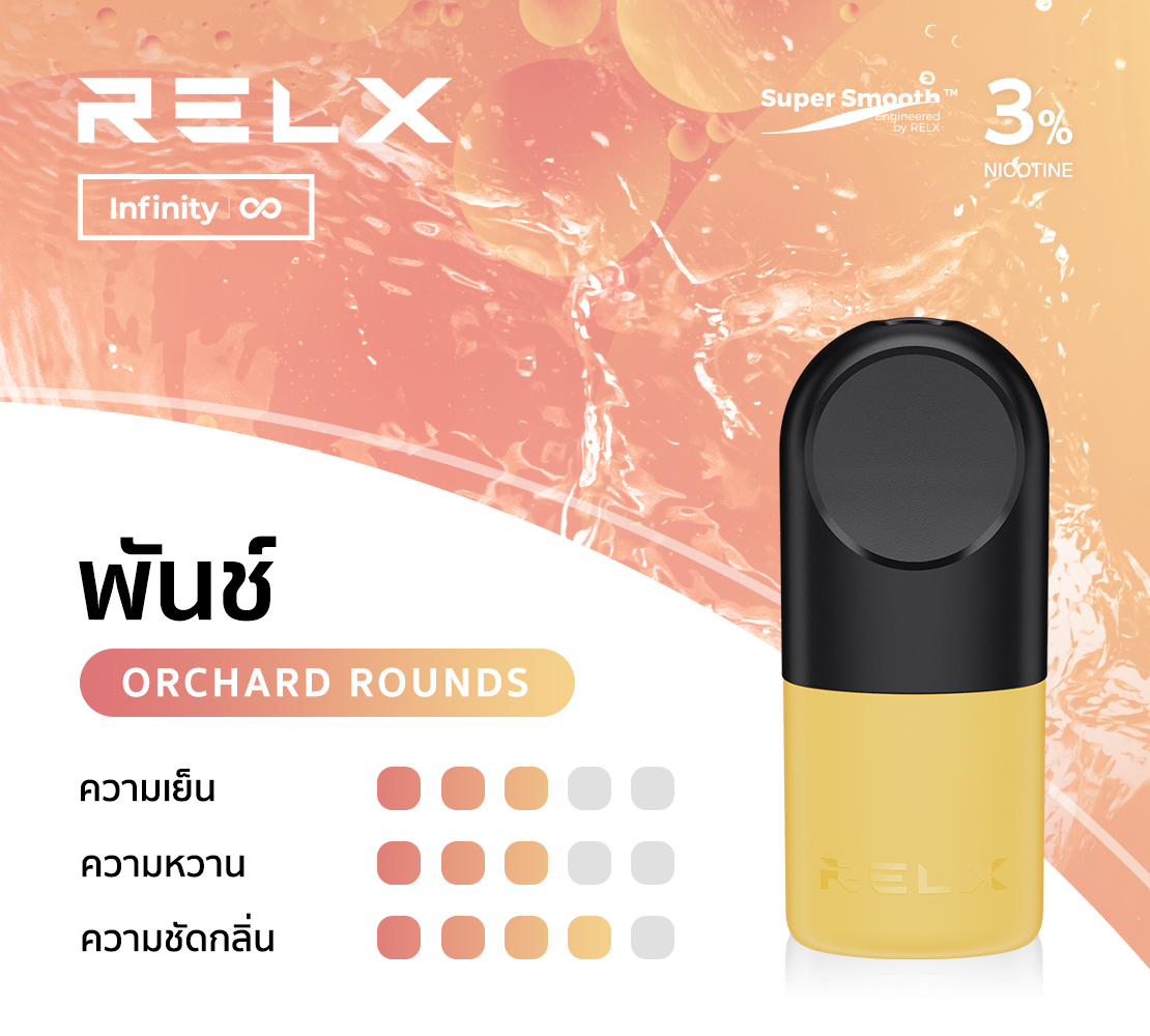 RELX Infinity Pod กลิ่นพันช์พอต Relx กลิ่น Punch ที่คุ้ยเคยมาพร้อมเสิร์ฟแล้วกับหัวพอต relx สำหรับเครื่อง Relx Infinity หากลองฟีลอื่นแล้ว อยากจะลองกลิ่นใหม่ แนะนำพั้นช์เลย