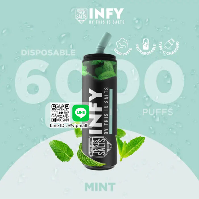 INFY 6000 Puff กลิ่น มิ้นท์ รสชาติ basic แต่พอตใช้แล้วทิ้งของ INFY ก็ยังสามารถยกระดับให้ดีขึ้นได้อีก รีดความเย็นให้ทุกคำที่ใช้ ในวันร้อนๆได้เป็นอย่างดี