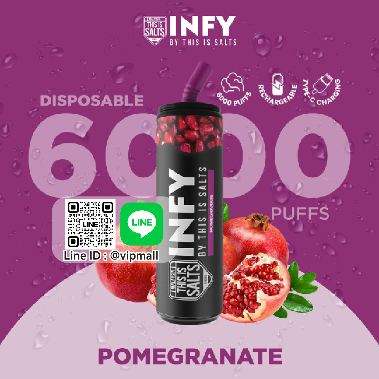 INFY 6000 Puff กลิ่น ทับทิม ที่ขาดไปจากทำเนียบกลิ่นของ infy 6000 คำไปไม่ได้ เป็นกลิ่นหอมเย็นที่คุ้นเคย refresh วันของเราได้อย่างดี ติดกระเป๋าไว้รับรองเด็ด